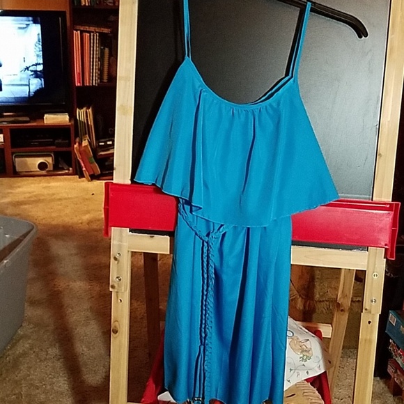 My Michelle Blue Spaghetti Strapped Braided Belt - Picture 1 of 3